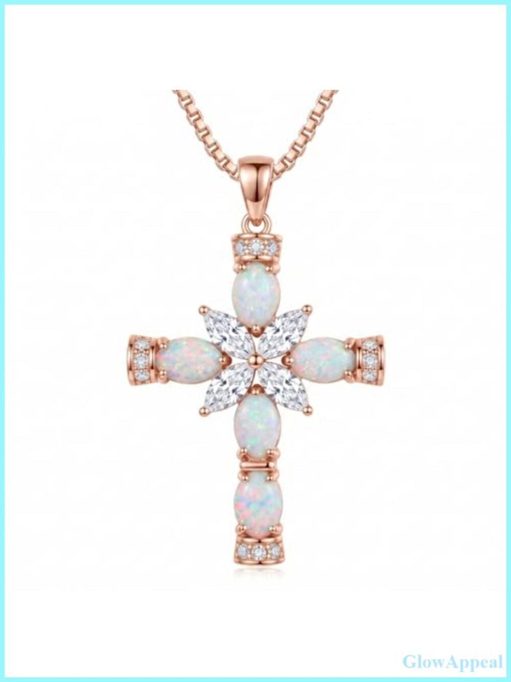 Opal Cross Necklace Gold Plated Pendant 18 In Chain Gift for Women